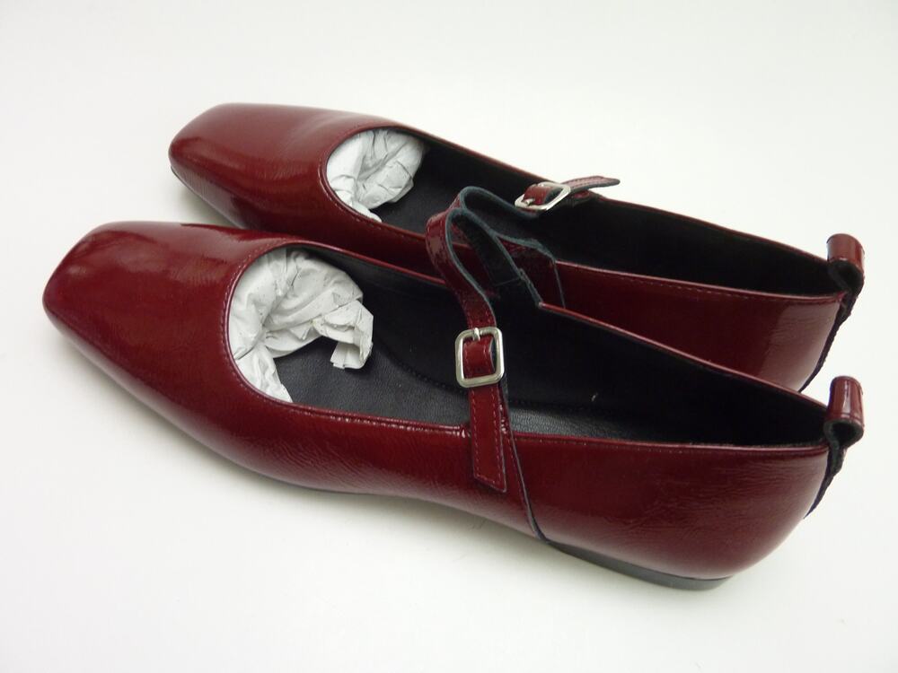 Vagabond Womens Delia Mary Jane Flats Square Toe Buckled Leather Burgundy 38